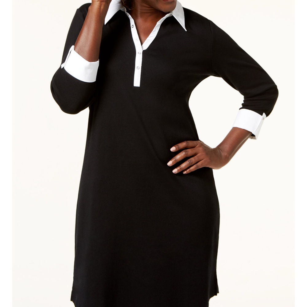 Karen Scott Black and White Button-Up Top